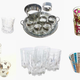 Mad Men characters’ glassware, clockwise from top left: Roger, Don, Ken, Peggy, Roger, Don.